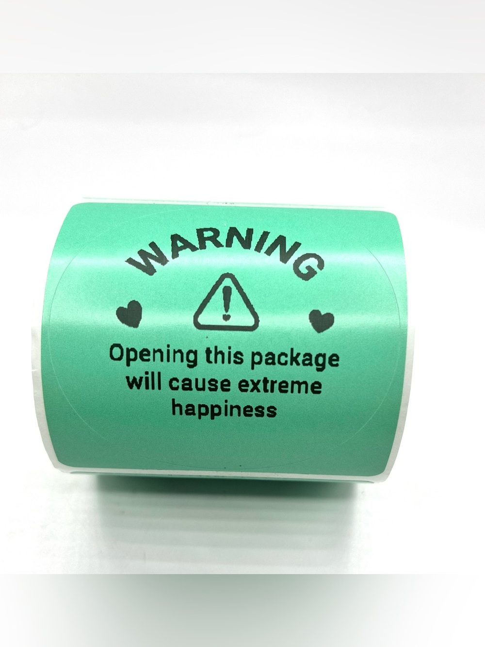 Green Stickers-Warning "Opening This Package Will Cause Extreme Happiness"